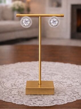 NWT Silver CZ Stud Halo Earrings